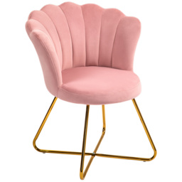 HOMCOM Velvet-Feel Lotus Petal Accent Chair - Pink - Aosom UK - thumbnail 1