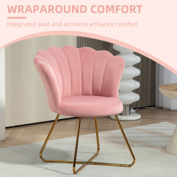 HOMCOM Velvet-Feel Lotus Petal Accent Chair - Pink - Aosom UK - thumbnail 4