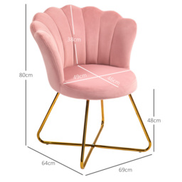 HOMCOM Velvet-Feel Lotus Petal Accent Chair - Pink - Aosom UK - thumbnail 3