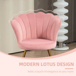 HOMCOM Velvet-Feel Lotus Petal Accent Chair - Pink - Aosom UK - thumbnail 6