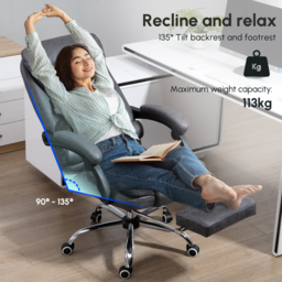 Vinsetto Heated Massage Office Chair Vibration Massage Reclining Adjustable Swivel Ergonomic High Back with Footrest, Dark Grey - Aosom UK - thumbnail 9