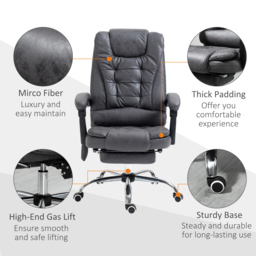 Vinsetto Heated Massage Office Chair Vibration Massage Reclining Adjustable Swivel Ergonomic High Back with Footrest, Dark Grey - Aosom UK - thumbnail 8