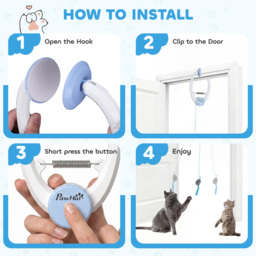 PawHut Interactive Cat Toys for Indoor Kittens & Adult USB Rechargeable Door Hanging Bouncing Mouse Teaser - thumbnail 7