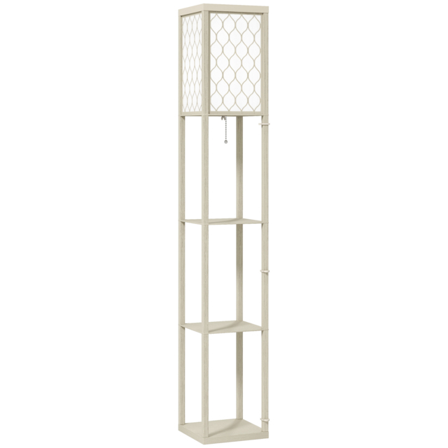 HOMCOM Three-Shelf Standing Lamp - Oak/White - image 1