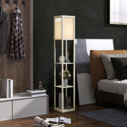 HOMCOM Three-Shelf Standing Lamp - Oak/White - thumbnail 2