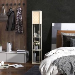 HOMCOM Three-Shelf Standing Lamp - Oak/White - thumbnail 8