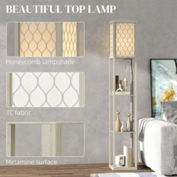HOMCOM Three-Shelf Standing Lamp - Oak/White - thumbnail 4