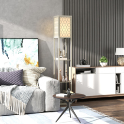 HOMCOM Three-Shelf Standing Lamp - Oak/White - thumbnail 9