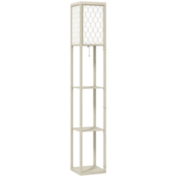 HOMCOM Three-Shelf Standing Lamp - Oak/White