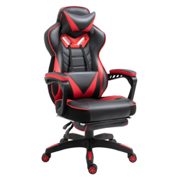 Vinsetto Ergonomic Racing Gaming Chair Office Desk Chair Adjustable Height Recliner with Wheels, Headrest, Lumbar Support, Retractable Footrest, Red - thumbnail 1
