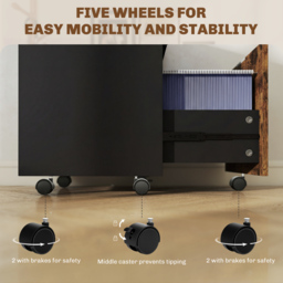 HOMCOM Two-Drawer Lockable Filing Cabinet - Black and Rustic Brown - thumbnail 7
