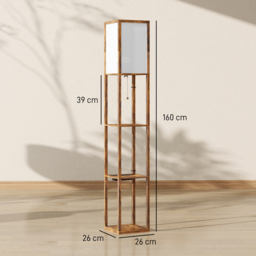 HOMCOM Floor Lamp with Shelves, 4 Layer Standing Lamp with USB Ports, 3 Colour Temperature, Rustic Brown - thumbnail 3