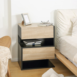 HOMCOM Floating Bedside Table Set of 2, Wall Mounted Bedside Cabinet with Drawer and Open Shelf, Modern Nightstand for Bedroom, 46 x 30 x 30 cm, Oak Tone - thumbnail 7