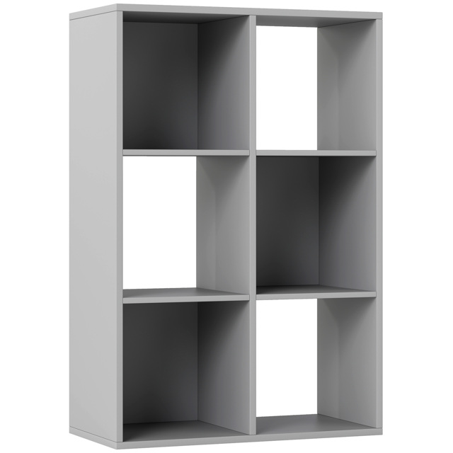 HOMCOM 6-Cube Bookshelf - Light Grey - image 1