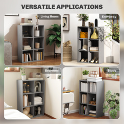 HOMCOM 6-Cube Bookshelf - Light Grey - thumbnail 6