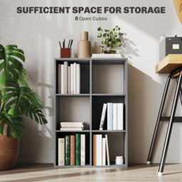 HOMCOM 6-Cube Bookshelf - Light Grey - thumbnail 4
