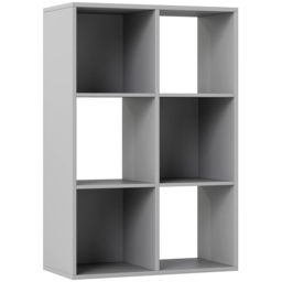 HOMCOM 6-Cube Bookshelf - Light Grey - thumbnail 1