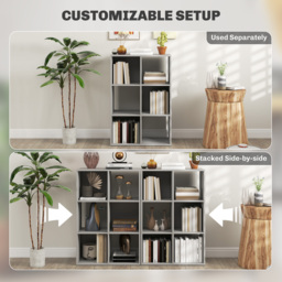 HOMCOM 6-Cube Bookshelf - Light Grey - thumbnail 5