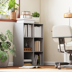 HOMCOM 6-Cube Bookshelf - Light Grey - thumbnail 8