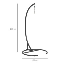 Outsunny Hanging Hammock Chair Stand with Round Base, C Hanging Swing Stand Frame for Swing/Egg/Hammock Chair, Indoor & Outdoor, Heavy Duty 330 lbs, Black - thumbnail 3