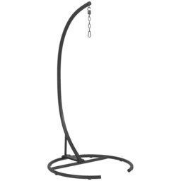 Outsunny Hanging Hammock Chair Stand with Round Base, C Hanging Swing Stand Frame for Swing/Egg/Hammock Chair, Indoor & Outdoor, Heavy Duty 330 lbs, Black - thumbnail 1