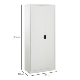 Vinsetto Cool Rolled Steel Tall Office Lockable Filing Cabinet 2 Doors 4 Internal Adjustable Shelves Bookcase Cabinet Storage Unit - Aosom UK - thumbnail 3