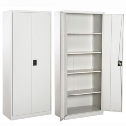 Vinsetto Cool Rolled Steel Tall Office Lockable Filing Cabinet 2 Doors 4 Internal Adjustable Shelves Bookcase Cabinet Storage Unit - Aosom UK