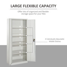 Vinsetto Cool Rolled Steel Tall Office Lockable Filing Cabinet 2 Doors 4 Internal Adjustable Shelves Bookcase Cabinet Storage Unit - Aosom UK - thumbnail 5