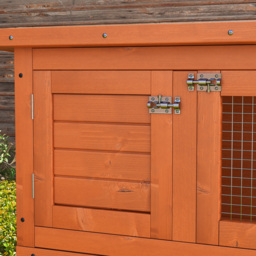 Pawhut Wooden Rabbit Hutch 2 Tiers Bunny House Rabbit Cage w/ Slide-Out Tray and Hinged Opening Roof Small Animal House for Indoor - Aosom UK - thumbnail 9
