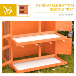 Pawhut Wooden Rabbit Hutch 2 Tiers Bunny House Rabbit Cage w/ Slide-Out Tray and Hinged Opening Roof Small Animal House for Indoor - Aosom UK - thumbnail 4