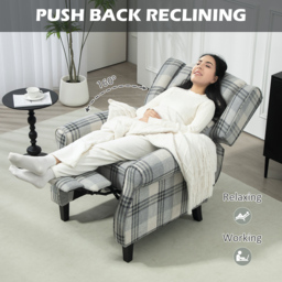 HOMCOM 160° Reclining Armchair, with Footrest, Cat Scratch Resistant, Grey - Aosom UK - thumbnail 4