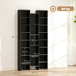 HOMCOM 21-Compartment Bookshelf - Black - thumbnail 3