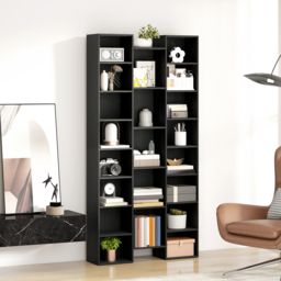 HOMCOM 21-Compartment Bookshelf - Black - thumbnail 8