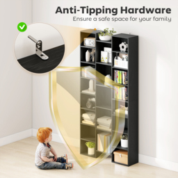 HOMCOM 21-Compartment Bookshelf - Black - thumbnail 6