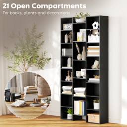 HOMCOM 21-Compartment Bookshelf - Black - thumbnail 4