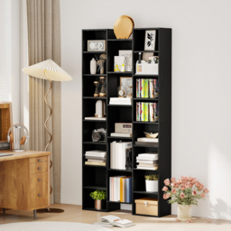 HOMCOM 21-Compartment Bookshelf - Black - thumbnail 2