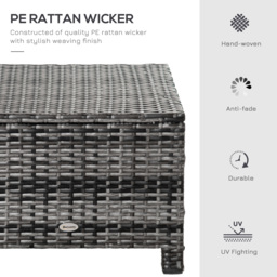 Outsunny Rattan Footstool Wicker Ottoman with Padded Seat Cushion Outdoor Patio Furniture for Backyard Garden Poolside Living Room 50x50x35cm Grey - thumbnail 4