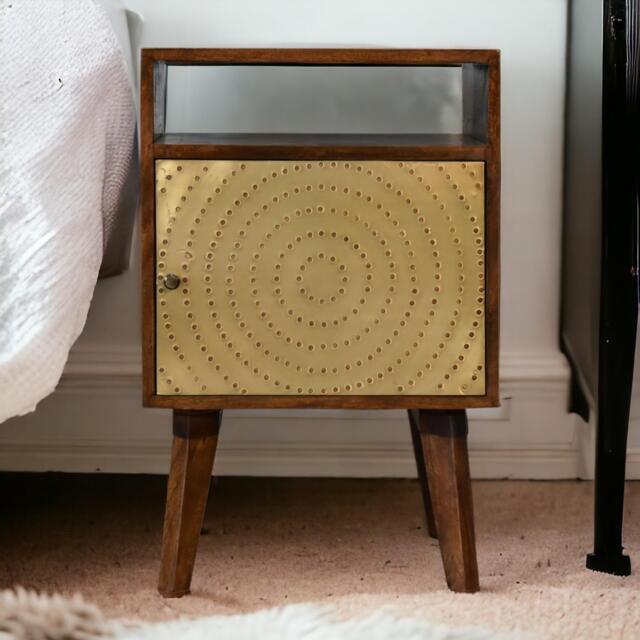 Solid Mango Wood Bedside Table with Open Slot and Storage, Handcrafted Sustainable Desk with Nordic Legs, 35L x 40W x 60H cm, Brown - Aosom UK - image 1