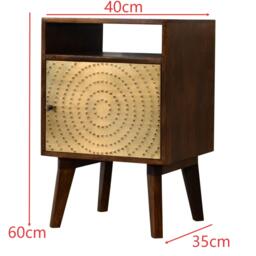 Solid Mango Wood Bedside Table with Open Slot and Storage, Handcrafted Sustainable Desk with Nordic Legs, 35L x 40W x 60H cm, Brown - Aosom UK - thumbnail 3