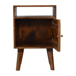 Solid Mango Wood Bedside Table with Open Slot and Storage, Handcrafted Sustainable Desk with Nordic Legs, 35L x 40W x 60H cm, Brown - Aosom UK - thumbnail 7