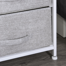 HOMCOM 5 Drawer Linen Storage Chest Home Organisation w/ Shelf Handles Metal Frame Adjustable Feet Hallway Home Dresser Grey - Aosom UK - thumbnail 9