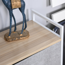 HOMCOM 5 Drawer Linen Storage Chest Home Organisation w/ Shelf Handles Metal Frame Adjustable Feet Hallway Home Dresser Grey - Aosom UK - thumbnail 8