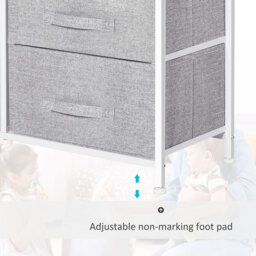 HOMCOM 5 Drawer Linen Storage Chest Home Organisation w/ Shelf Handles Metal Frame Adjustable Feet Hallway Home Dresser Grey - Aosom UK - thumbnail 6