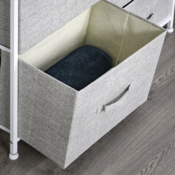 HOMCOM 5 Drawer Linen Storage Chest Home Organisation w/ Shelf Handles Metal Frame Adjustable Feet Hallway Home Dresser Grey - Aosom UK - thumbnail 7