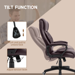 Vinsetto High Back Massage Office Chair w/ 6-Point Vibration, Ergonomic Office Chair, Ergonomic Desk Chair w/ Adjustable Height, Brown - Aosom UK - thumbnail 5