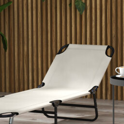 Outsunny Adjustable Garden Sun Lounger with Five-Position Back, Cream White, Comfortable Outdoor Recliner - Aosom UK - thumbnail 7