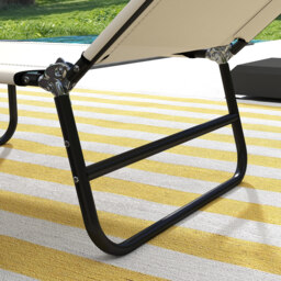 Outsunny Adjustable Garden Sun Lounger with Five-Position Back, Cream White, Comfortable Outdoor Recliner - Aosom UK - thumbnail 9