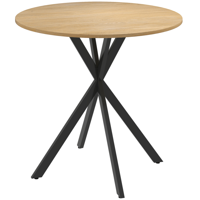 HOMCOM 80cm Industrial Round Dining Table - Oak - image 1