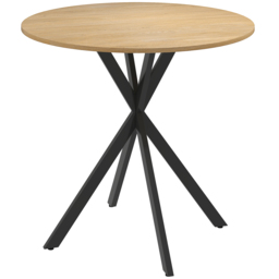 HOMCOM 80cm Industrial Round Dining Table - Oak - thumbnail 1