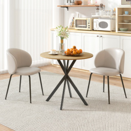 HOMCOM 80cm Industrial Round Dining Table - Oak - thumbnail 5